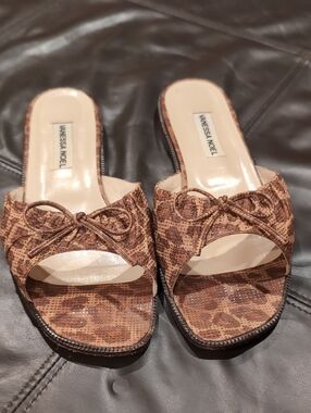 Vanessa Noel  Brown Leopard Slide Sandals